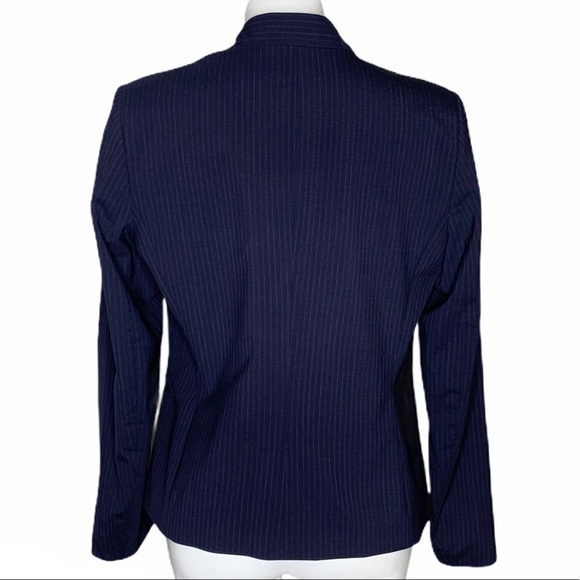Theory Lana Tuck Stripe Open Blazer Navy 12 - Picture 5 of 14